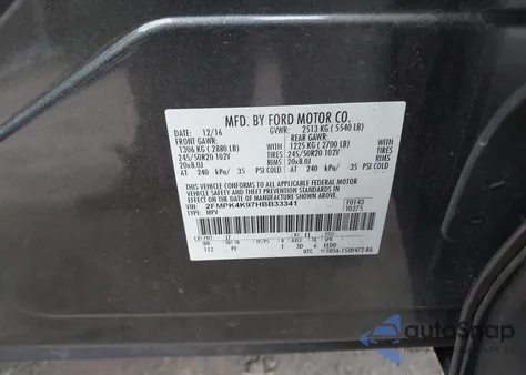 2017 Ford Edge Titanium from USA, damaged, VIN 2FMPK4K97HBB33341